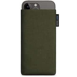 Adore June Klassisk olivgrön väska kompatibel med iPhone 14 Pro Max/iPhone 14 Plus mobilväska tillverkad av slitstarkt Cordura-tyg med skärmrengöringseffekt, tillverkad i Europa