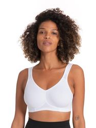 Dorina Flex Sujetador Deportivo Mujer - Sujetador No Acolchado, Tejido Micro Tactel Transpirable, Diseño de Espalda Racerback para Ejercicios de Bajo Impacto, Blanco