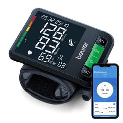 Beurer BC 87 Tensiomètre à poignet avec connexion App, écran XL, indicateur de repos, technologie d'inflation, indicateur de risque coloré et détection d'arythmie