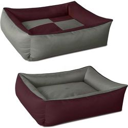 BedDog® 2in1 MAX QUATTRO grigio/bordò XL, 100x85 cm, letto per cane L fino a XXXL, 8 colori, cuscino, divano, cestino per cane