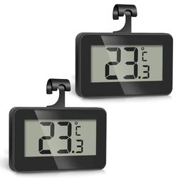 Romon Thermomètre Frigo, 2 Pièce Thermometre Numérique Mini Digital LCD Thermomètre avec Crochet, Thermometre Congelateur Température Capteur Testeur pour Réfrigérateur Cuisine Congélateurs