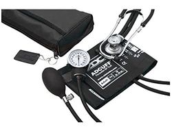 ADC Pro's Combo II SR Adult Pocket Aneroid/Scope Set with Prosphyg 768 Blood Pressure Sphygmomanometer and Adscope Sprague 641 Stethoscope and Matching Nylon Carrying Case, Black