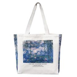 BROADREAM Canvas Tote Bag, mooie schoudertas met ritsen en binnenzak, Large