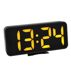 TFA DOSTMANN Sveglia digitale 60.2027.01 con cifre LED arancioni, visualizzazione della temperatura interna, con allarme sveglia, nero, lunghezza 178 x larghezza 36 x altezza 84 mm