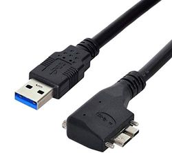SYSTEM-S USB 3.0 Cable 3 m Type A Male to Micro B Male Angled Screw in Black