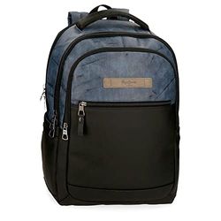 Pepe Jeans Ocean Blue Adaptable Laptop Backpack 31x44x15 cm Polyester with Synthetic Leather details