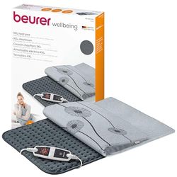 Beurer HK 125 verwarmingskussen, XXL-formaat, met 6 temperatuurinstellingen, automatische uitschakeling en LED-schakelaar, machinewasbaar, grijs, 60 x 40 cm