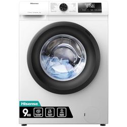 Hisense WFQP901418VM - Lavadora con Vapor, Carga Frontal 9 Kg Lavado, 1400 rpm, Sistema Antibalanceo, Puerta XL, Gran Display LED, Blanco