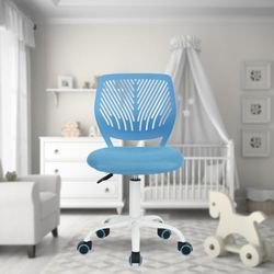 FurnitureR Chaise de Bureau Polyvalente pour Enfants, Chaise de Travail sans Accoudoirs à Hauteur Réglable, Chaise d'Étude Pivotante Colorée pour L'école et Le Bureau à Domicile, Bleu