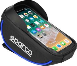 Sparco Borsa blu porta cellulare per bici in microfibra impermeabile con touchscreen e cerniera doppia