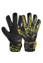 Reusch Attrakt Infinity Finger Support Junior Keepershandschoenen voor kinderen, optimaal voor kunstgras, zwart-goud-geel, 8