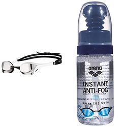 ARENA Cobra Ultra Swipe Mr, Occhialini Unisex Adulto, Silver-White, Tu & Antifospray Swim, Spray Anti Appannamento Istantaneo Per Occhialini Unisex Adulto, Trasparente (Transparent), Taglia Unica