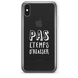 Zokko Beschermhoes voor iPhone XS Max Pas Le Temps de niaiser – zacht, transparant, inkt wit