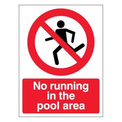 V Safety Panneau de sécurité en plastique rigide Inscription No Running In The Pool Area Portrait 200 x 300 mm 1 mm