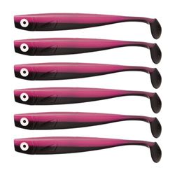 Lot de 6 leurres de pêche Zanderbait - 12 cm - Black Pinki - Leurres de pêche artificiels - Leurres de Sandre - Softbait - Poisson en Caoutchouc