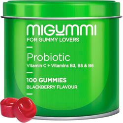Gommes Probiotiques Intestinaux - 100 Gummies au goût naturel de mûre - Probiotiques, Vitamine C, B3, B5, B6 - Flore intestinale, Gaz et Ballonnements - Bifidobacterium, Lactobacillus - Végétaliennes
