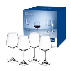 Villeroy & Boch - Ovid Bicchiere da Vino Rosso Set di 4 Trasparente, Lavabile in Lavastoviglie, Bicchieri Design, Bicchieri di Vino Grande, Cristallo