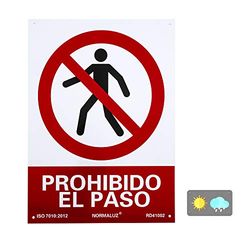 Normaluz RD41002 - Señal Prohibido El Paso Carteles PVC 0,7mm 30x40 cm, Rojo