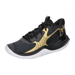 Under Armour UA Jet '23 Basketbalschoenen, uniseks, voor volwassenen, zwart, metallic, goud, goud, 42.5 EU