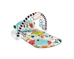 Fisher-Price Niebieska muzyczna i świecąca mata fortepianowa, przenośna, 4 tryby gry progresywne budzenie, wersja francuska, zabawka dla dzieci, od urodzenia, HWY56