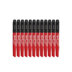 Milwaukee Inkzall Point Markers, Fine, Black, Pack of 12