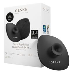 GESKE SmartAppGuided™ Facial Brush | 4 in 1 | professional facial cleansing brush with handle | skin cleansing soft silicone facial brush | routine skincare | gentle cleansing | facial cleanser