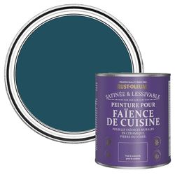 Rust-Oleum Peinture Bleue Résistante à l'eau pour Faïence de Cuisine, Finition Satinée - Uniforme 750ml