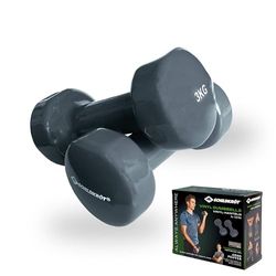 Schildkröt Unisex – vuxen vinylhantel set, 2 x 3,0 kg, antracit, i 4 färger kartong, 960207, flerfärgad, en storlek