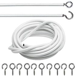 Merriway BH07584 Curtain Wire 2Metre (79 inch) Hooks & 6 x Eyes, White