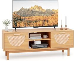 FANTASK Tv-kast voor de woonkamer, tv-lowboard met 2 laden en open vakken, tv-kast voor tv's tot 55 inch