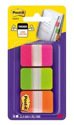 Post-it 686-PGOT Index, Onglets de classement Medium Strong, Rose, Vert, Orange (Paquet de 36)