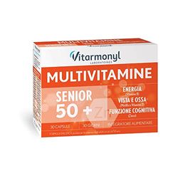 Vitarmonyl Multivitamine Senior 50+ Integratore alimentare, A base di vitamine e sali minerali,Formula studiata per favorire l'energia, la funzione cognitiva e il benessere visivo e delle ossa