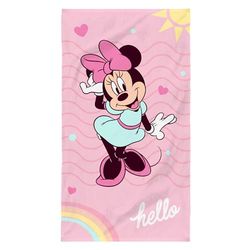 Disney Home Minnie Hello Serviette de Bain et de Plage Enfant | 100% Coton | Oeko-TEX | 70 x 120 cm | Rose