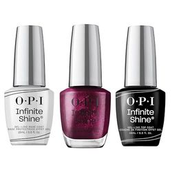 OPI Infinite Shine Long-wear Nail Polish, Gel-Like Nail Varnish with no UV lamp needed, 3-Step System for up to 11 days of vibrant colour, Base Coat & Nail Polish & Top Coat, Vamp Champ, 3x 15ml