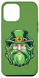 Carcasa para iPhone 15 Plus Día De San Patricio Duende Con Sombrero De Copa Y Trébol De