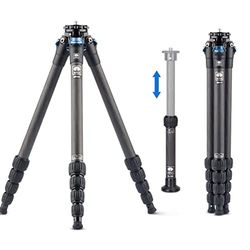SIRUI Trípode para Cámara de Viaje AM-225, 159cm Trípode Portátil de Fibra de Carbono con Tubo de Extensión SL-100, Trípode para Fotografía con Columna Central de Carbono, Carga Máxima 6kg
