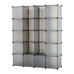 Baroni Home Armadio Componibile Salva Spazio, 20 Scomparti, Mobile con Scomparti Impilabili, Organizzatori in Plastica per Camera da Letto, Cabina Armadio, Grigio Opaco, 147x37x183 cm