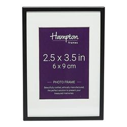 Hampton Frames MADRID Narrow Profile Photo Frame with Bevel Mount Matt Black 2.5x3.5 (6x9cm) M138B23