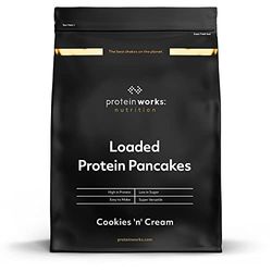 THE PROTEIN WORKS - Pancakes Protéinés | Mélange pour crêpes Premium | Snack Idéal | Petit-Dejeuner protéiné | 8 Portions | Cookies Crème | 500g