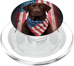 American Chocolate Labrador Bandera Americana 4 de Julio Perro PopSockets PopGrip para MagSafe