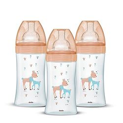 Dodie 3 x anti-kolik sensation+ glasflaskor, 270 ml, 0 – 6 månader, platt sugkopp, flöde 2