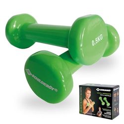 Schildkröt® Vinyl halters 0,5 kg set - ideaal voor gymnastiek-, aerobic- en fitnesstraining - twee rubberen halters - groen en antraciet