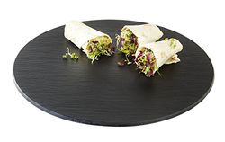 APS 83994 leisteen zwart dienblad van melamine met anti-slip voeten, Ø 40 x 1 cm