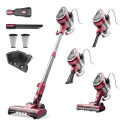 Vexilar C8 Corded Vacuum Cleaner,Powerful 600W 60KPa Lightweigh Vacuum Cleaner with LED,7M Cord,1.5L Dustbin Self-Standing Vacuum,6-in-1 Handheld Stick Vacuum for Hardwood,Pet Hair, Carpets