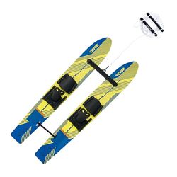 VEVOR 46 inch waterski's, waterskitrainers voor kinderen met X-7 verstelbare bindingen, dubbel handvat touw en verwijderbare stabiliserende bar, trainingswaterski's combo voor kinderen en jongeren tot