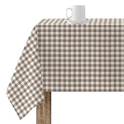 BELUM Resinated Tablecloth Stain Resistant Paintings 15004 Tablecloth Plaid Vichy Size; 200X155 cm Tablecloth Stain Resistant NO Rubber Tablecloth Vichy Brown Tablecloth Fabric 100% Organic Cotton