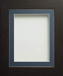 Frame Company Watson Range Black 60x50cm Picture Photo Frame with Blue Mount for Image 50x40cm *Choice of Sizes* Fitted with Perspex