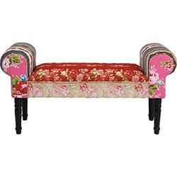Kare Design banco Wing Patchwork vermelho/rosa, banco corredor, banco para vestiário, sala de estar, banco, aspeto veludo, 54 x 100 x 30 cm
