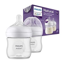 Philips Avent Natural Response-babyfles - 2 babymelkflessen van 125 ml voor pasgeboren en oudere baby's, BPA-vrij, voor 0 maanden en ouder (model SCY900/02)