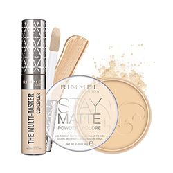 Rimmel London Stay Matte Pressed Powder Transparent with Multi-Tasker Concealer Porcelain